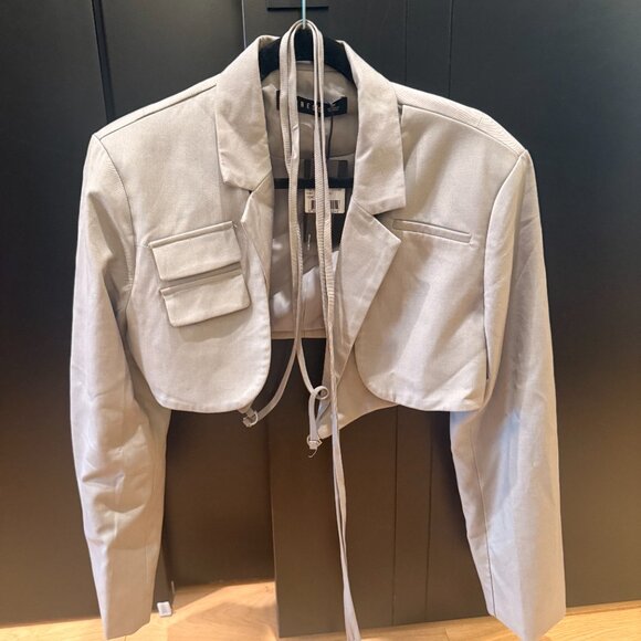 Lioness Miami Vice Cropped Blazer in Stone (US 6) - Picture 2 of 3